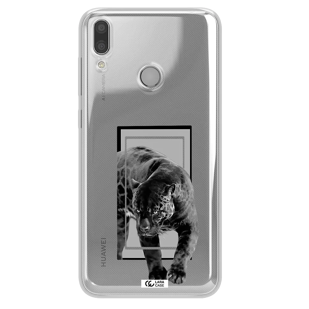 a black tiger with spots on its face Huawei Y9 2019 Clear TPU Case