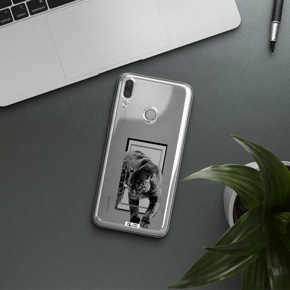 a black tiger with spots on its face Huawei Y9 2019 Clear TPU Case