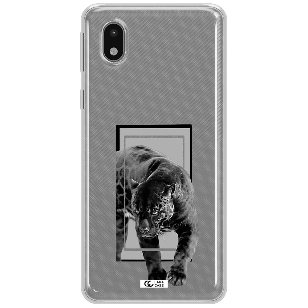 A Black Tiger With Spots On Its Face Samsung A01 Core Clear Tpu Case