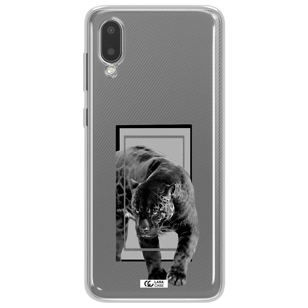 a black tiger with spots on its face Samsung A02 Clear TPU Case