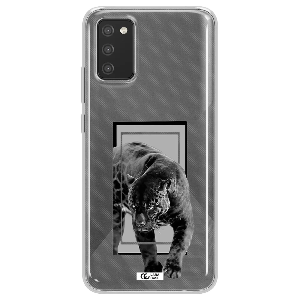 a black tiger with spots on its face Samsung A02S Clear TPU Case