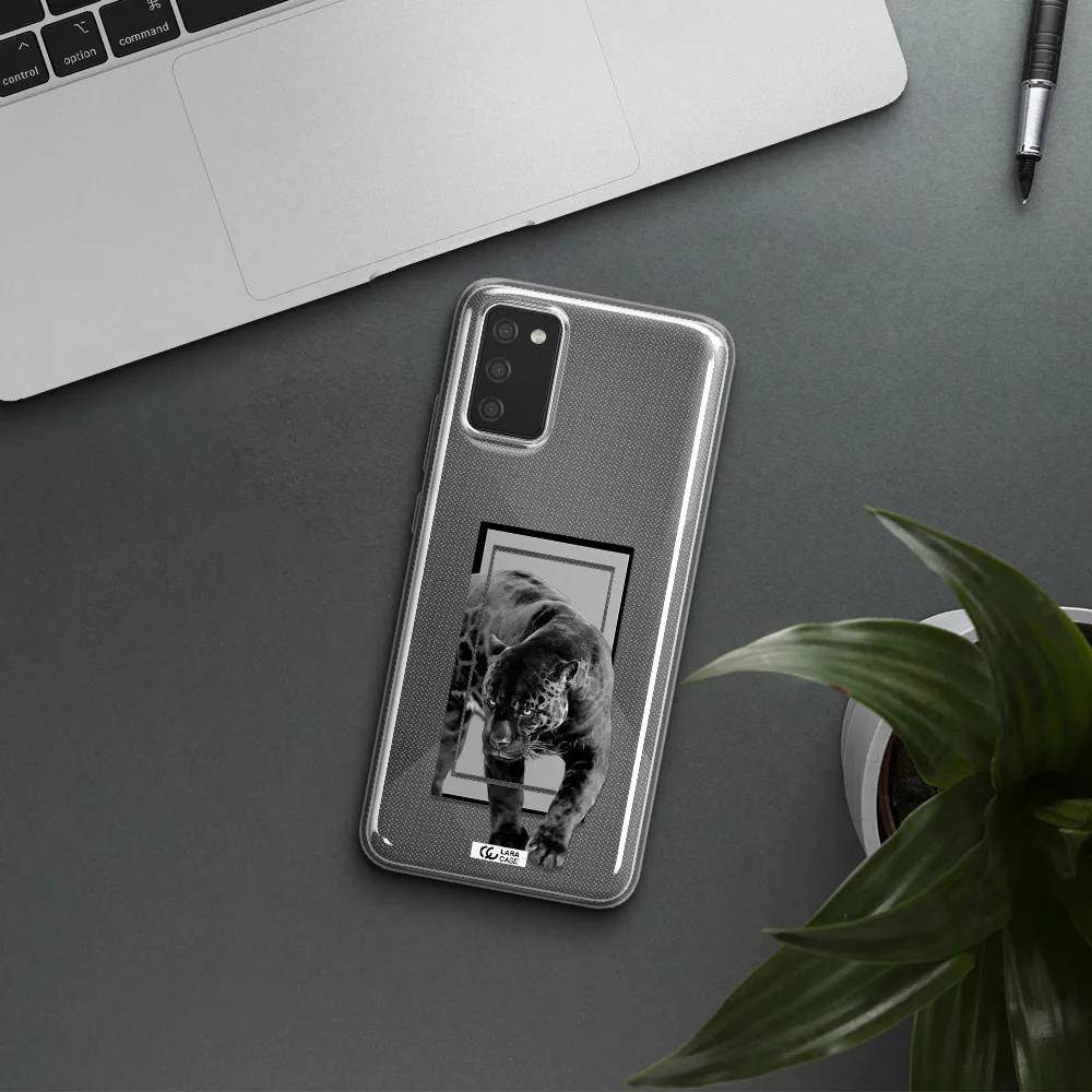 a black tiger with spots on its face Samsung A02S Clear TPU Case