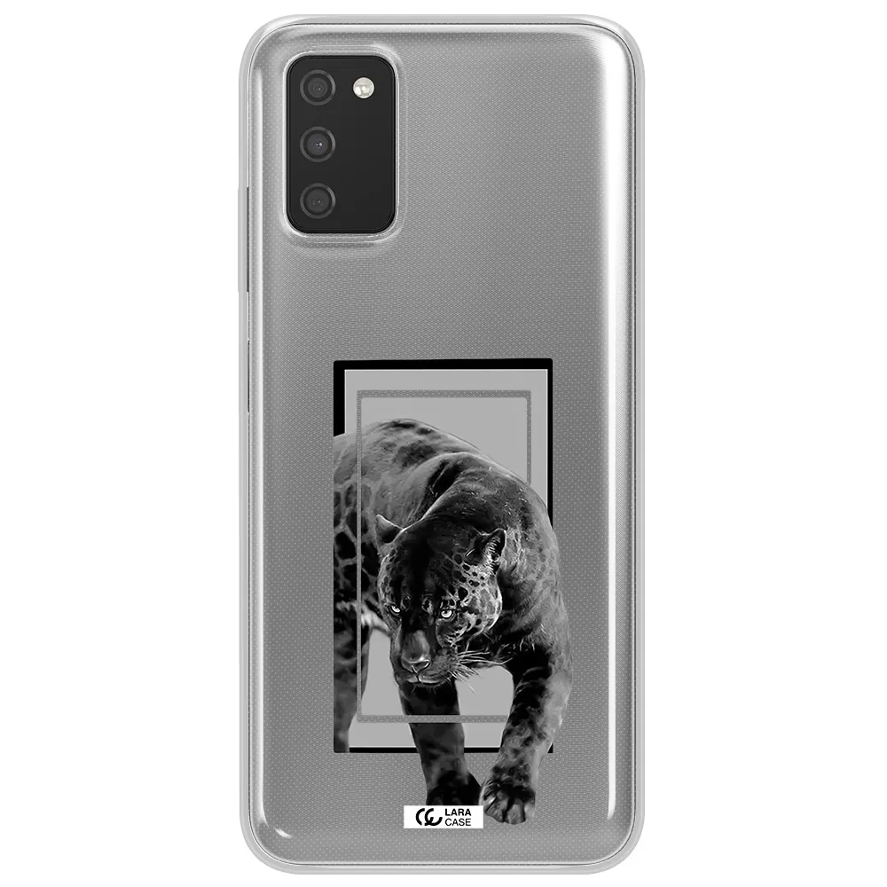a black tiger with spots on its face Samsung A03S Clear TPU Case
