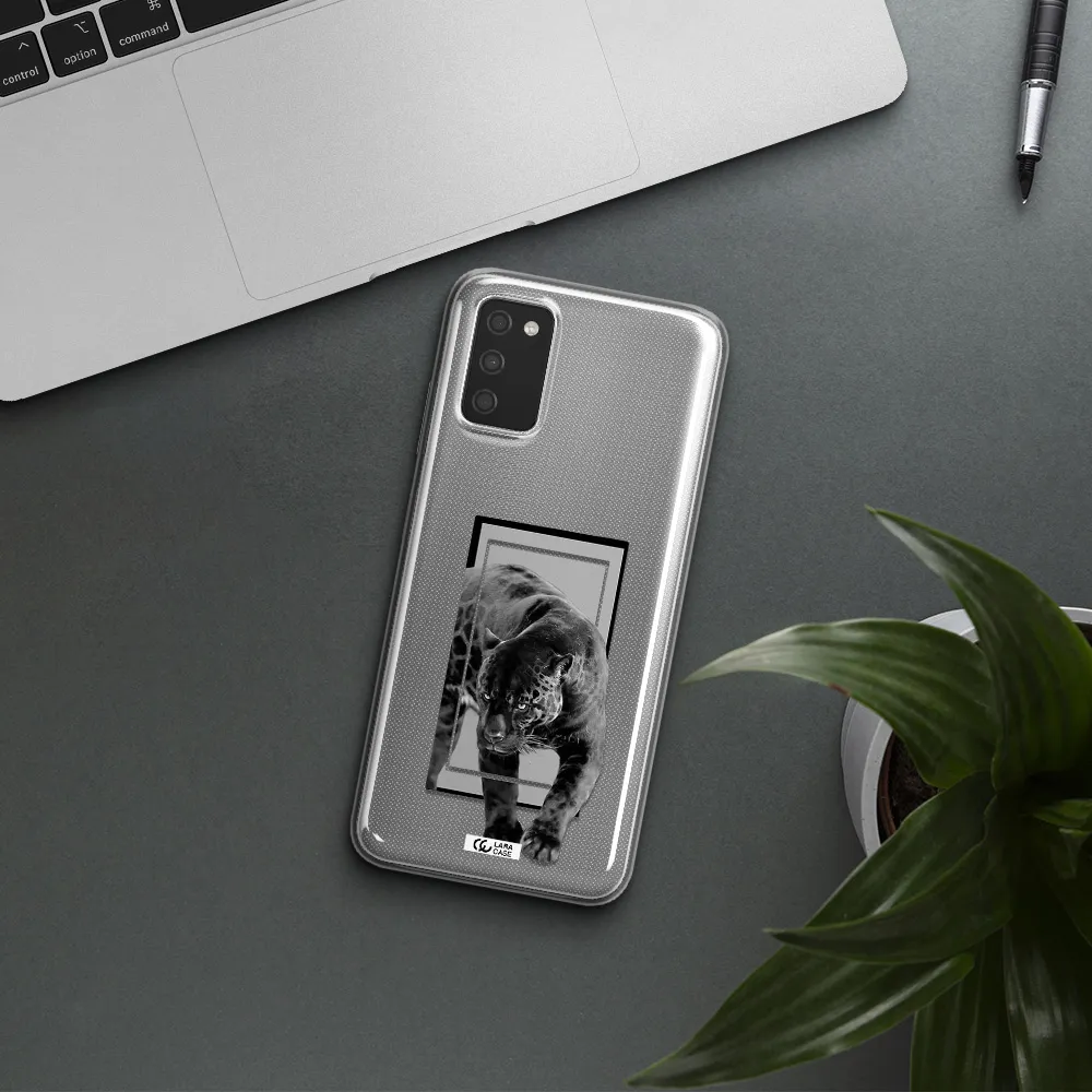 a black tiger with spots on its face Samsung A03S Clear TPU Case