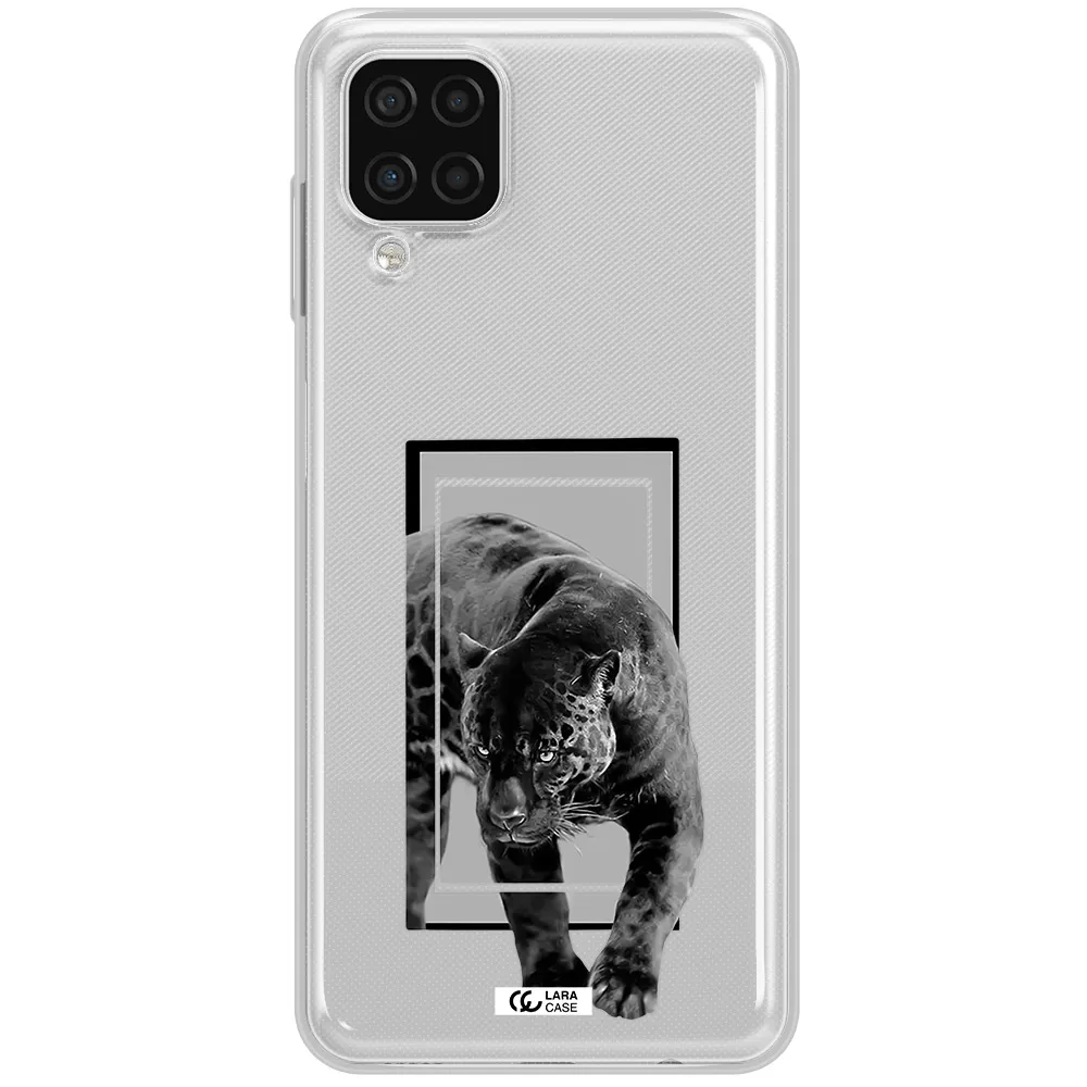 a black tiger with spots on its face Samsung A12 4g Clear TPU Case