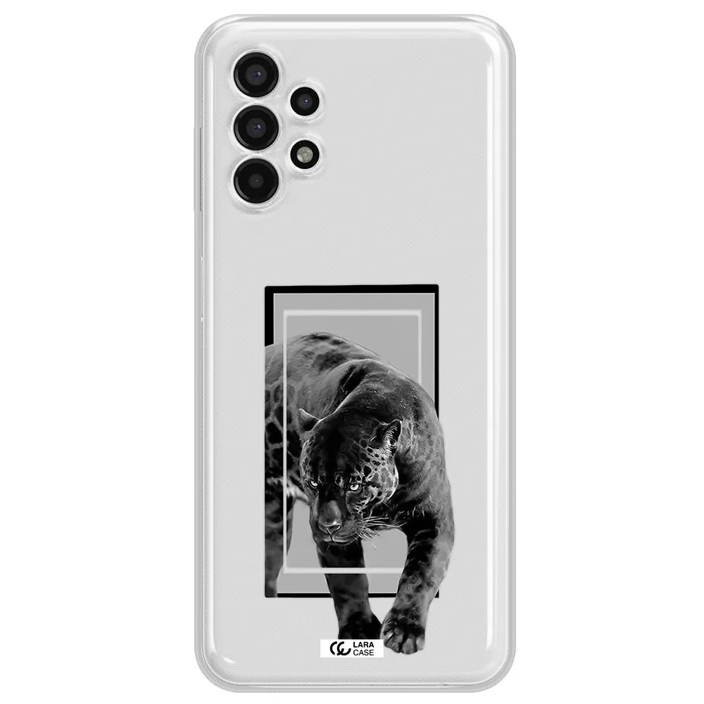 a black tiger with spots on its face Samsung A13 4g Clear TPU Case