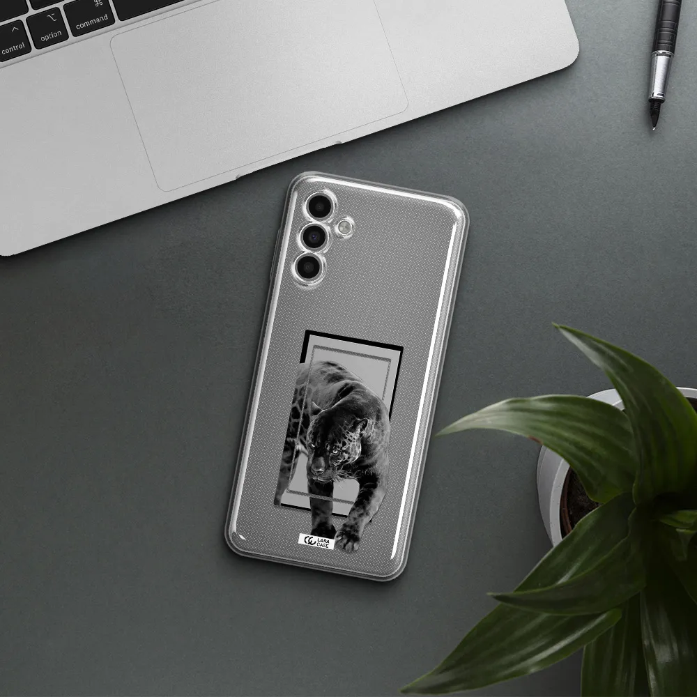 A Black Tiger With Spots On Its Face Samsung A13 5G Clear Tpu Case
