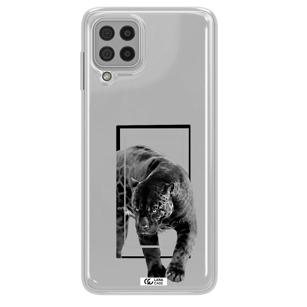 a black tiger with spots on its face Samsung A22 4g Clear TPU Case