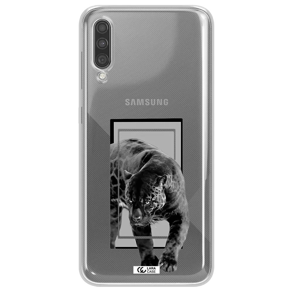 a black tiger with spots on its face Samsung A30S Clear TPU Case