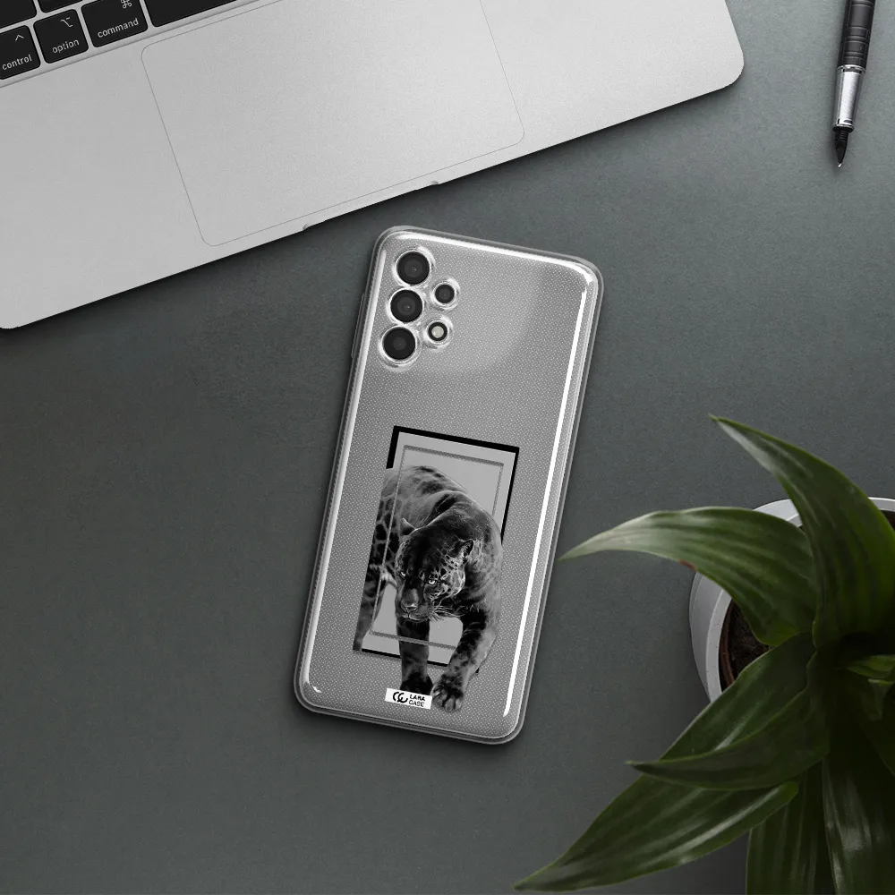 A Black Tiger With Spots On Its Face Samsung A32 4G Clear Tpu Case