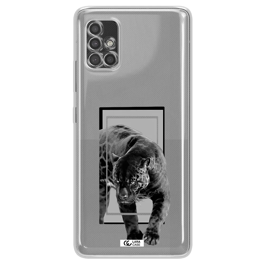 A Black Tiger With Spots On Its Face Samsung A40S Clear Tpu Case