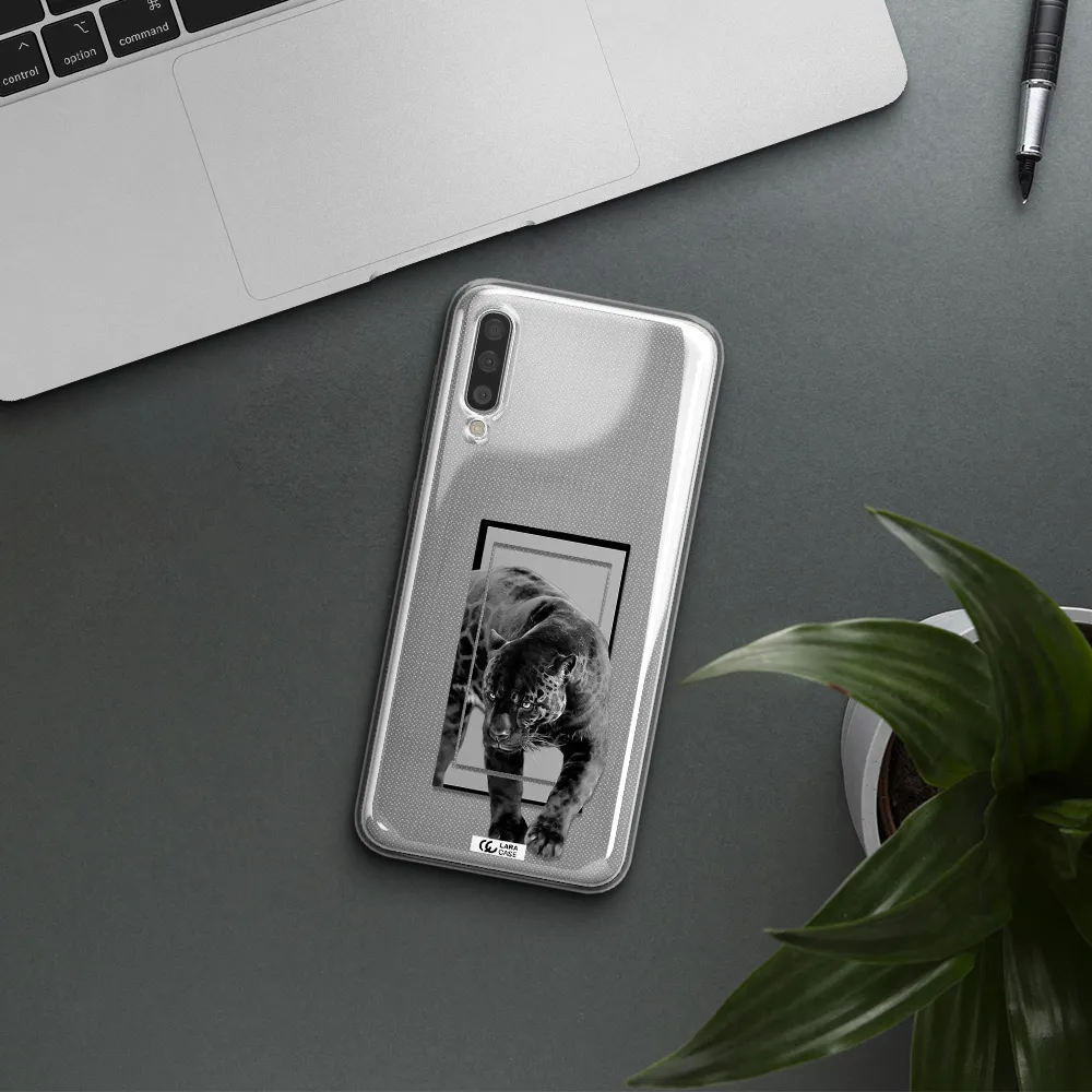 a black tiger with spots on its face Samsung A50 Clear TPU Case