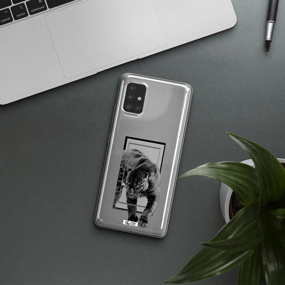 a black tiger with spots on its face Samsung A51 Clear TPU Case