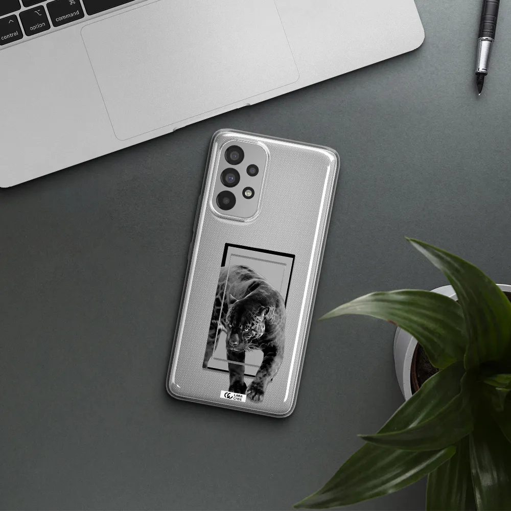 a black tiger with spots on its face Samsung A53 Clear TPU Case