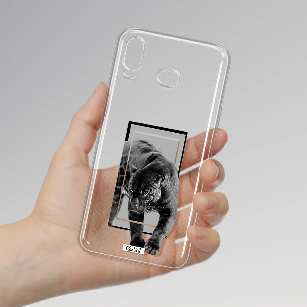 a black tiger with spots on its face Samsung A6S Clear TPU Case