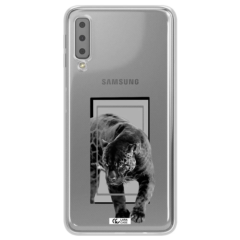 a black tiger with spots on its face Samsung A7 2018 Clear TPU Case