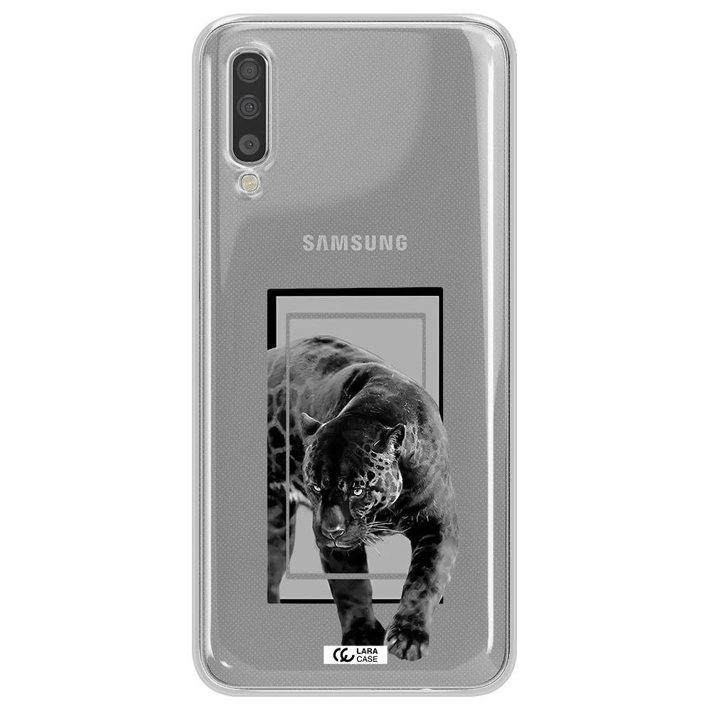 A Black Tiger With Spots On Its Face Samsung A70S Clear Tpu Case