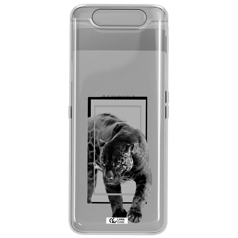 a black tiger with spots on its face Samsung A80 Clear TPU Case