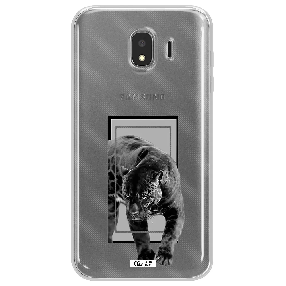 a black tiger with spots on its face Samsung J4 Clear TPU Case