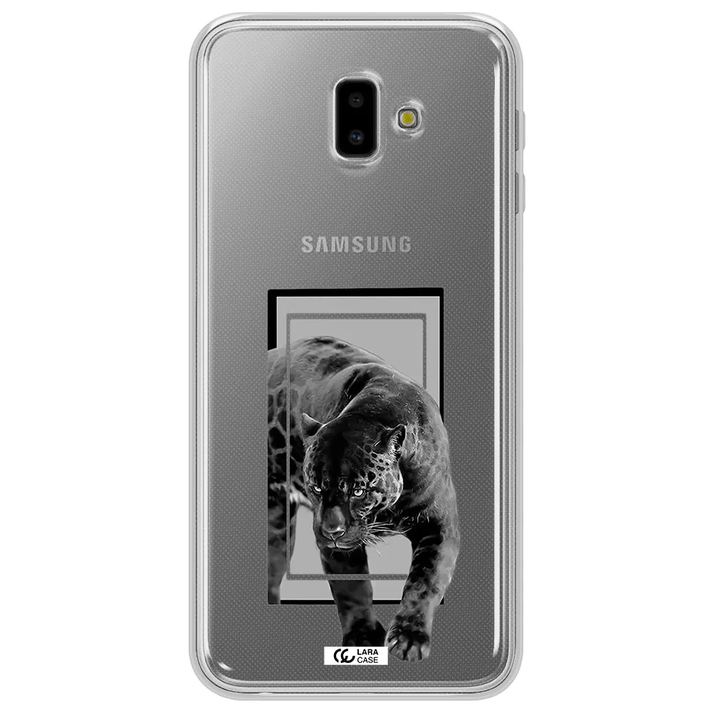 a black tiger with spots on its face Samsung J6 Plus Clear TPU Case
