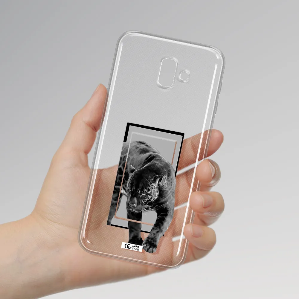 a black tiger with spots on its face Samsung J6 Plus Clear TPU Case