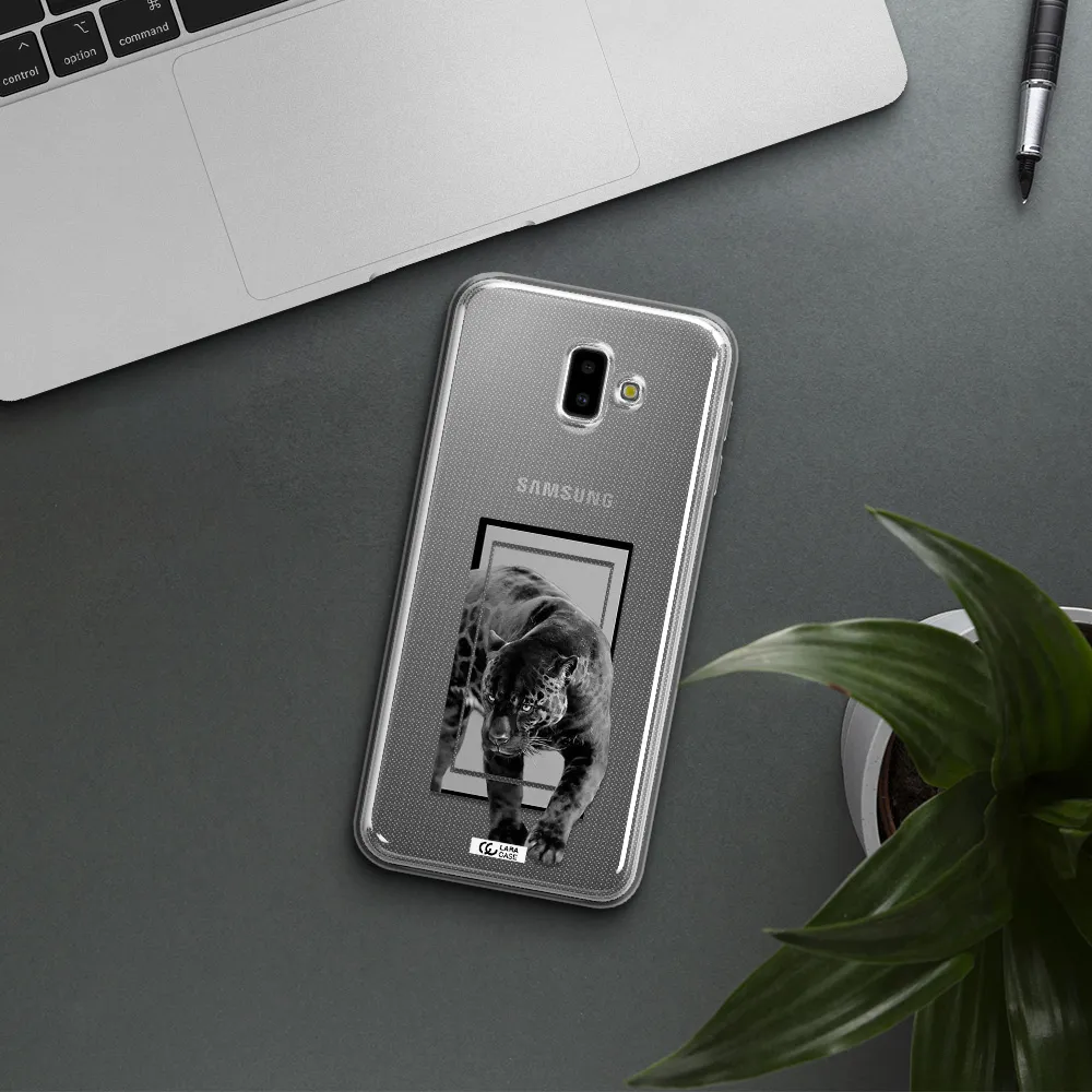 a black tiger with spots on its face Samsung J6 Plus Clear TPU Case