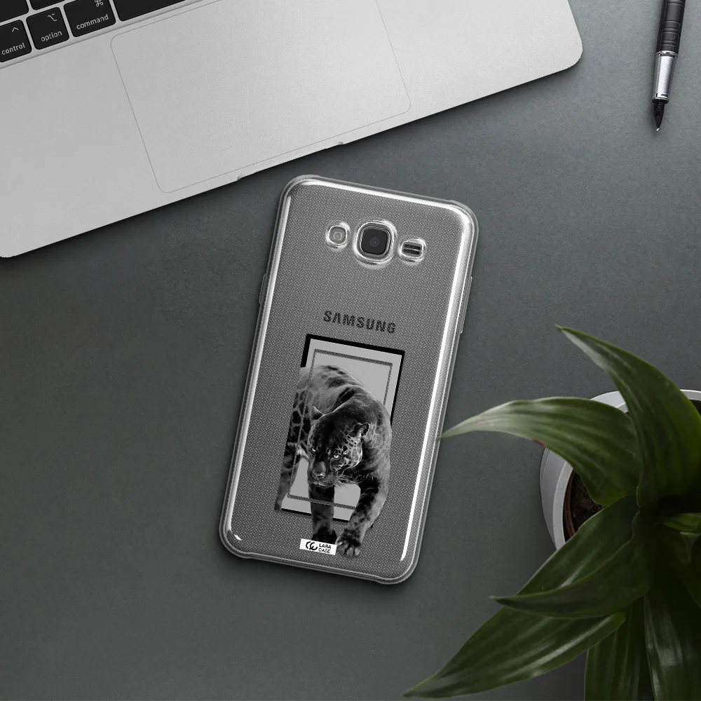 a black tiger with spots on its face Samsung J7 2015 Clear TPU Case