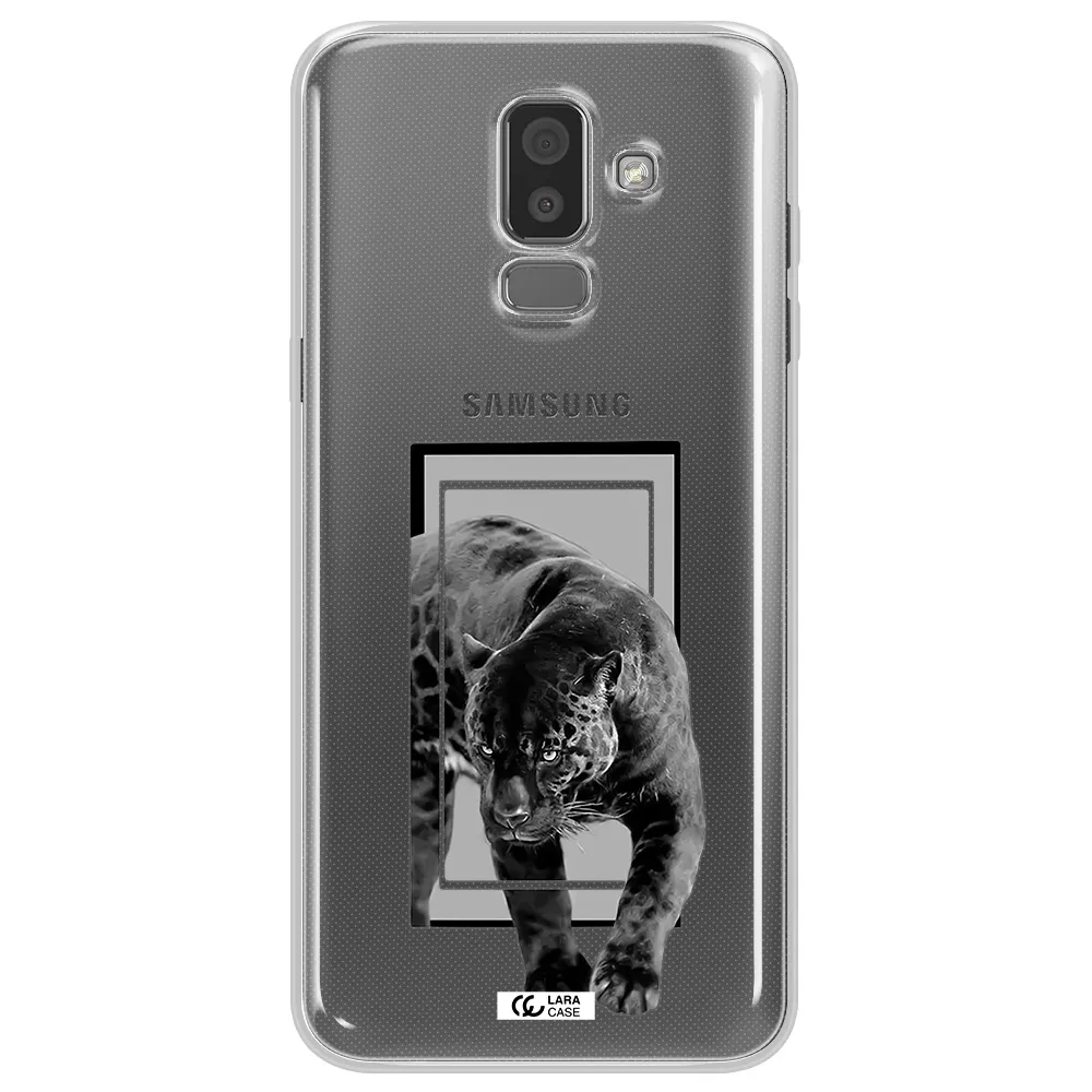 a black tiger with spots on its face Samsung J8 Clear TPU Case