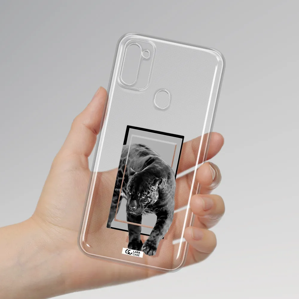 a black tiger with spots on its face Samsung M11 Clear TPU Case