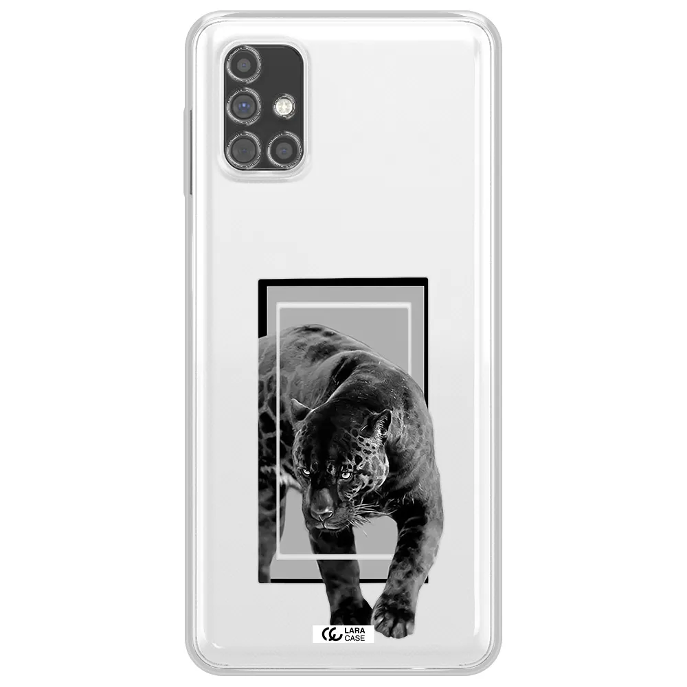 a black tiger with spots on its face Samsung M31S Clear TPU Case