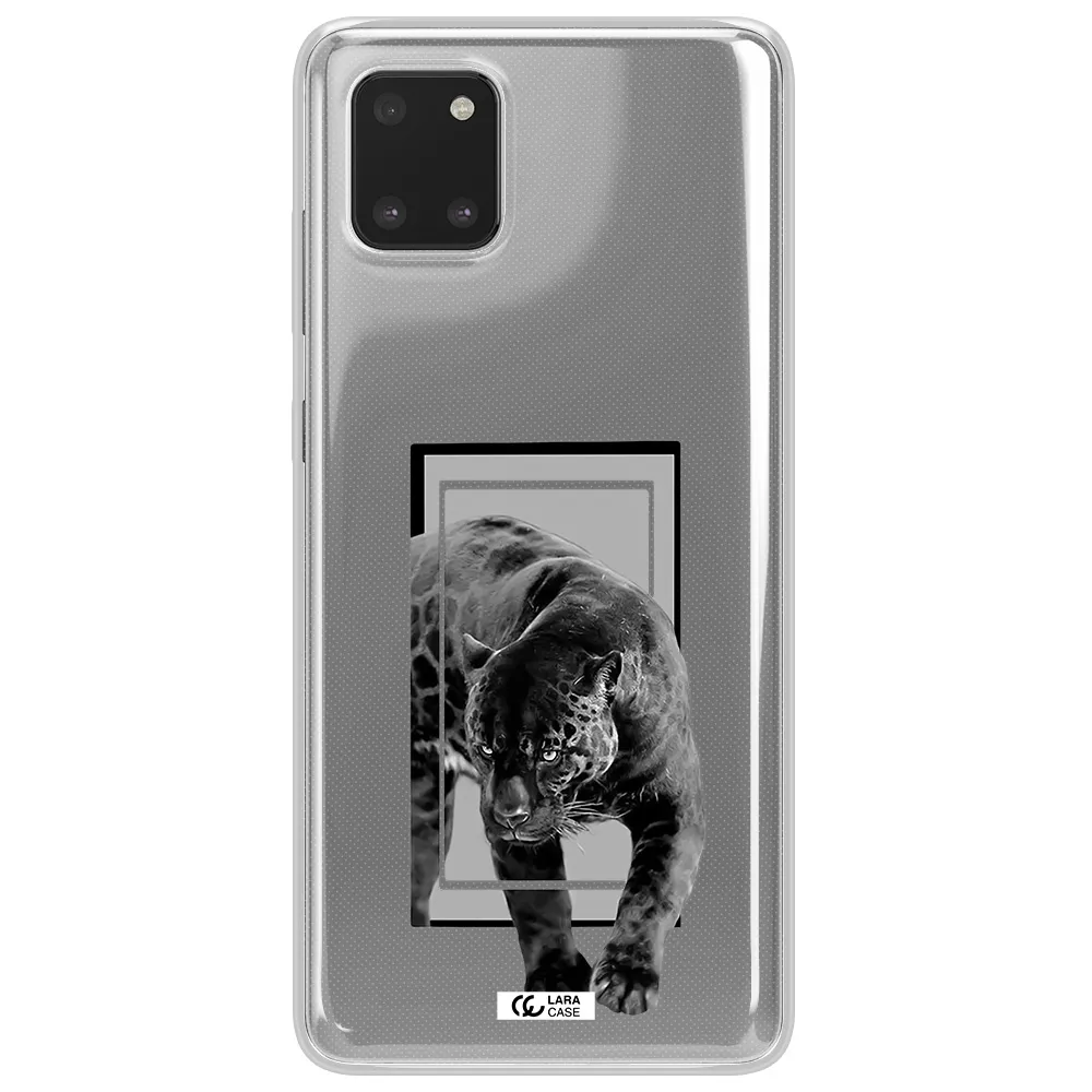 a black tiger with spots on its face Samsung Note 10 Lite Clear TPU Case