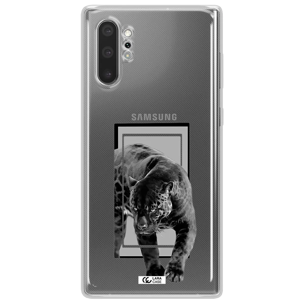 a black tiger with spots on its face Samsung Note 10 Plus Clear TPU Case