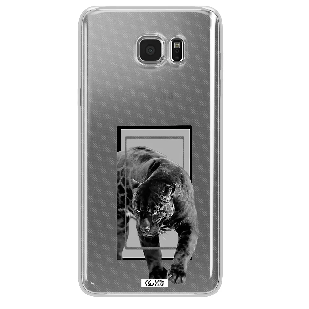 a black tiger with spots on its face Samsung Note 5 Clear TPU Case