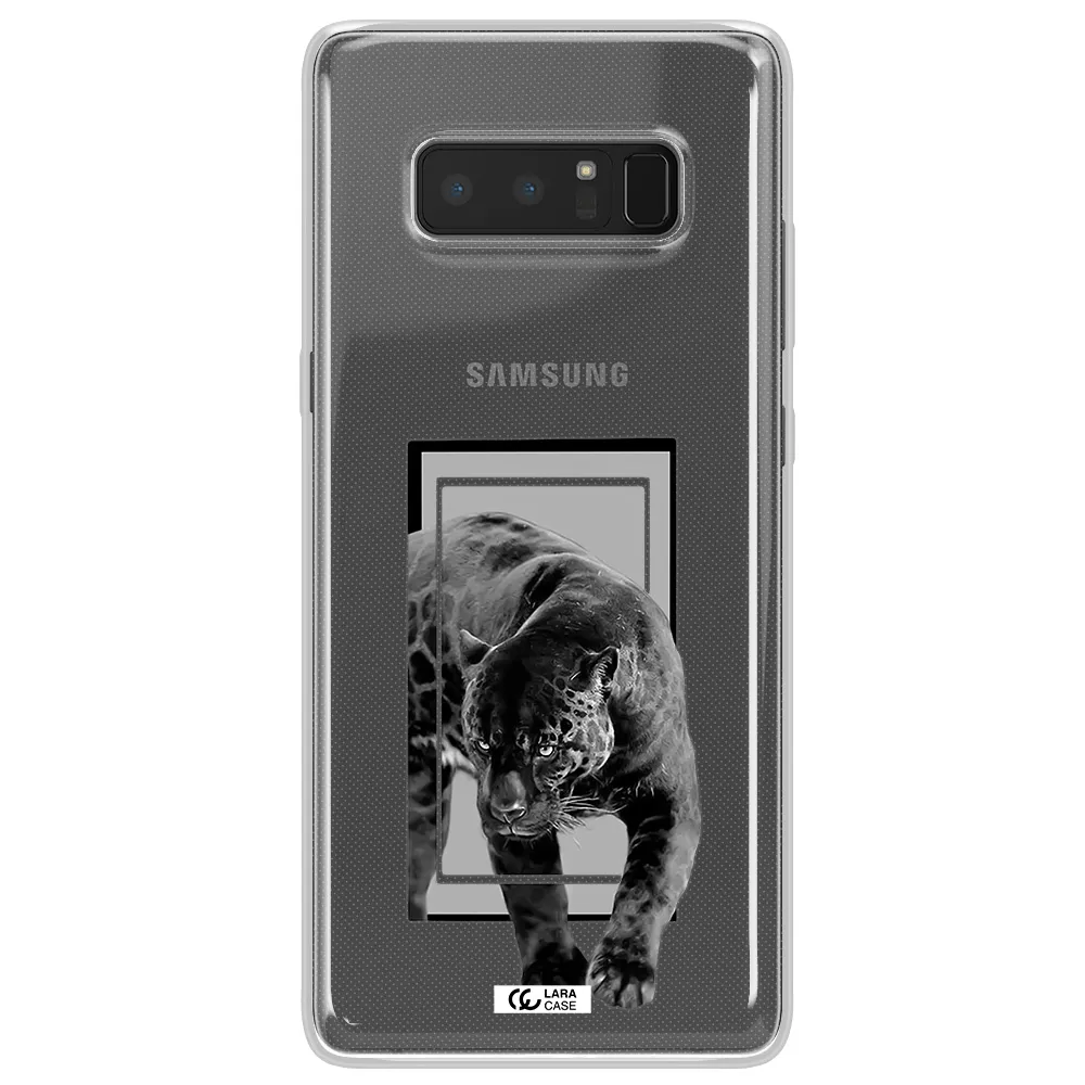 a black tiger with spots on its face Samsung Note 8 Clear TPU Case