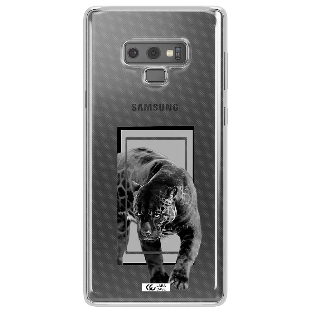 a black tiger with spots on its face Samsung Note 9 Clear TPU Case