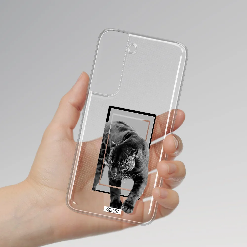 a black tiger with spots on its face Samsung S 22 Clear TPU Case