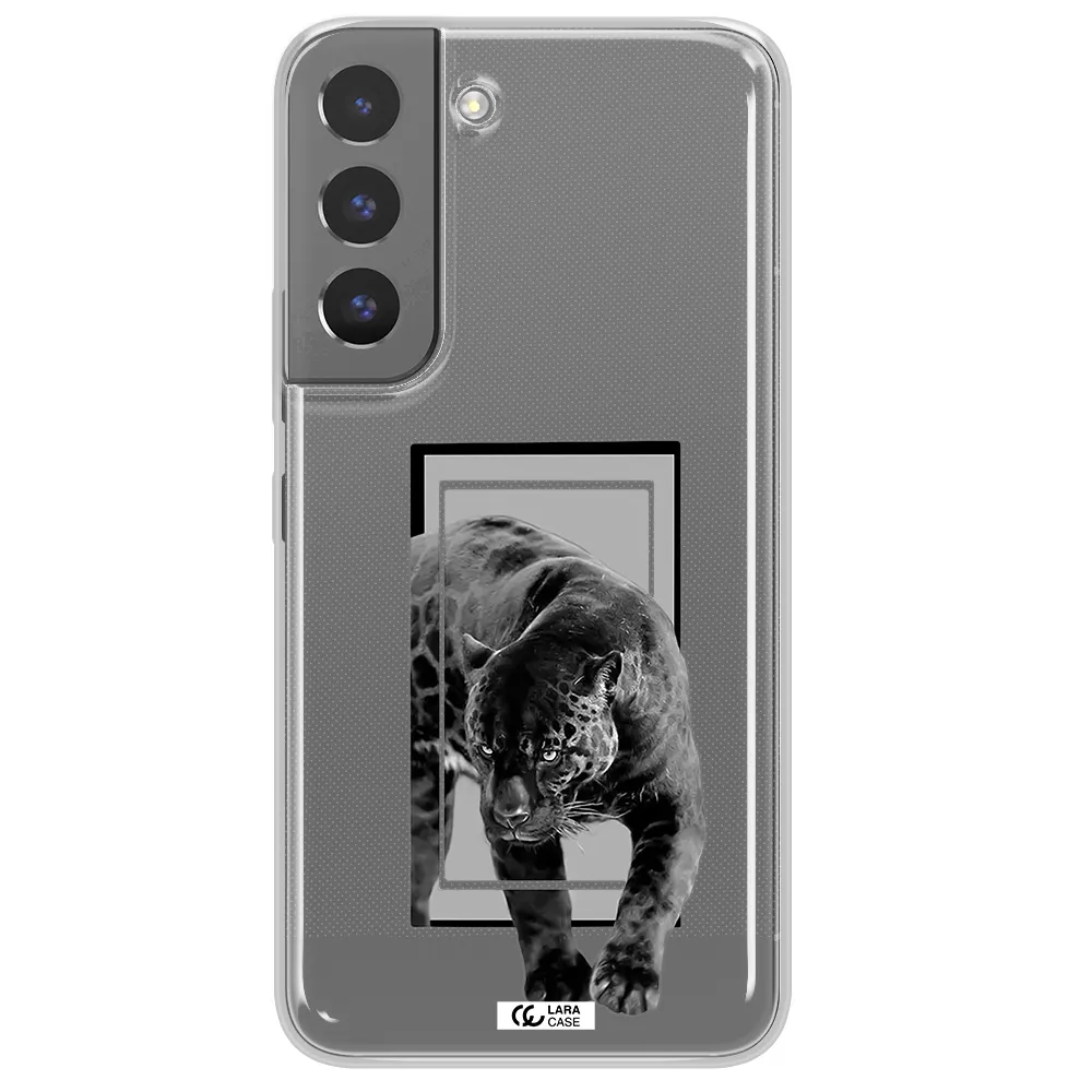 a black tiger with spots on its face Samsung S 22 Plus Clear TPU Case