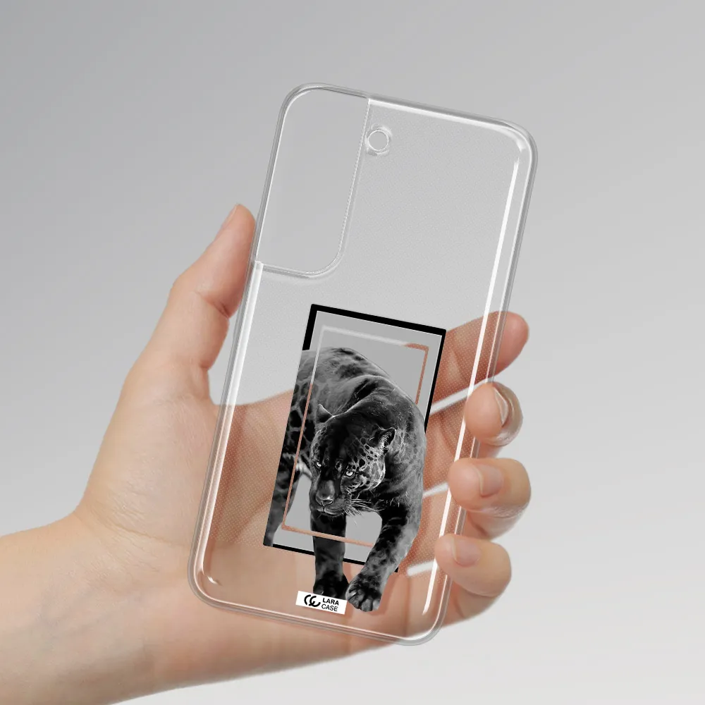 a black tiger with spots on its face Samsung S 22 Plus Clear TPU Case