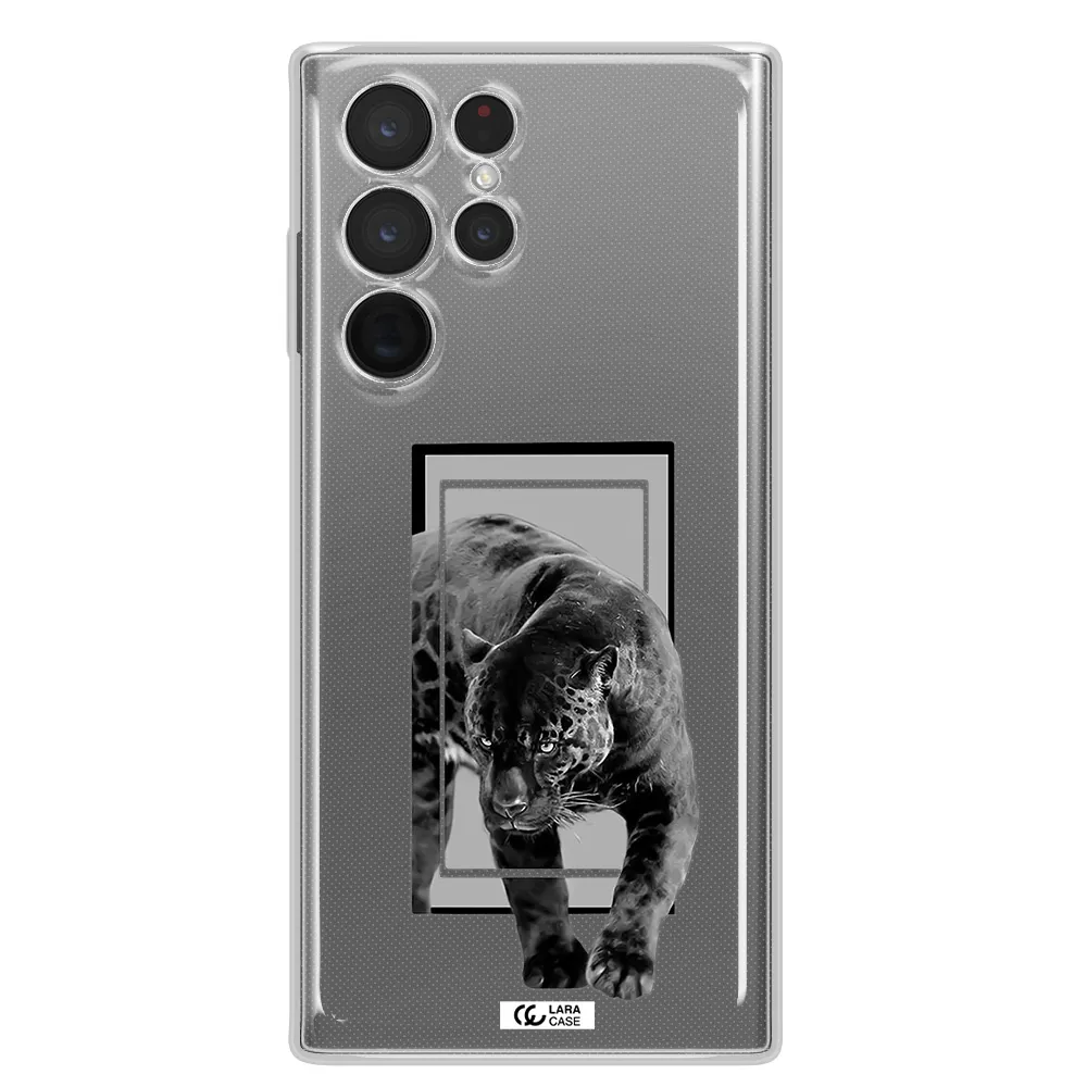 a black tiger with spots on its face Samsung S 22 Ultra Clear TPU Case