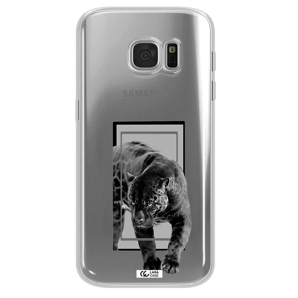 a black tiger with spots on its face Samsung S 7 Clear TPU Case