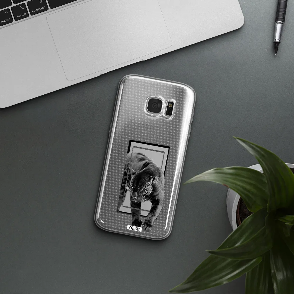 a black tiger with spots on its face Samsung S 7 Clear TPU Case