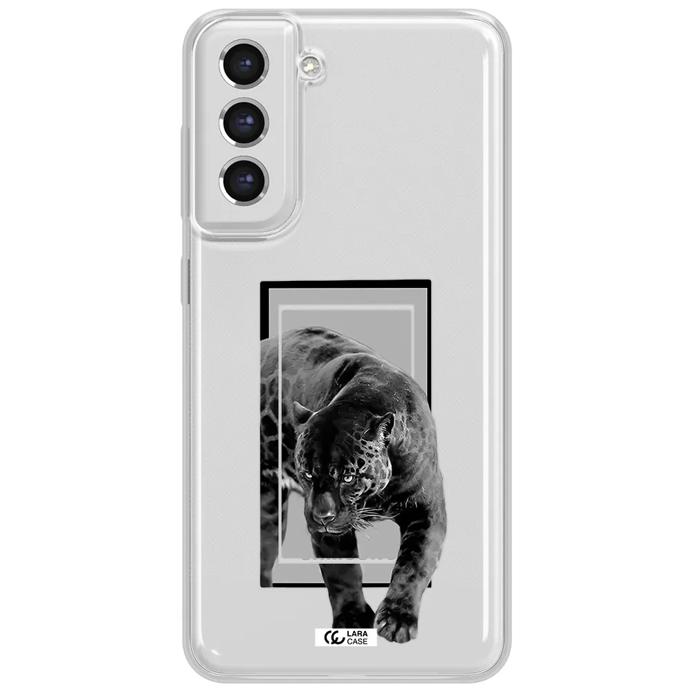 A Black Tiger With Spots On Its Face Samsung S21 Fe Clear Tpu Case