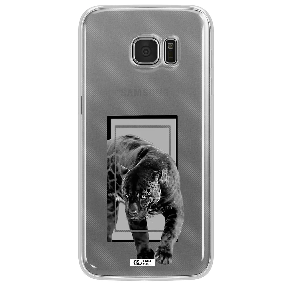 a black tiger with spots on its face Samsung S7 Edge Clear TPU Case