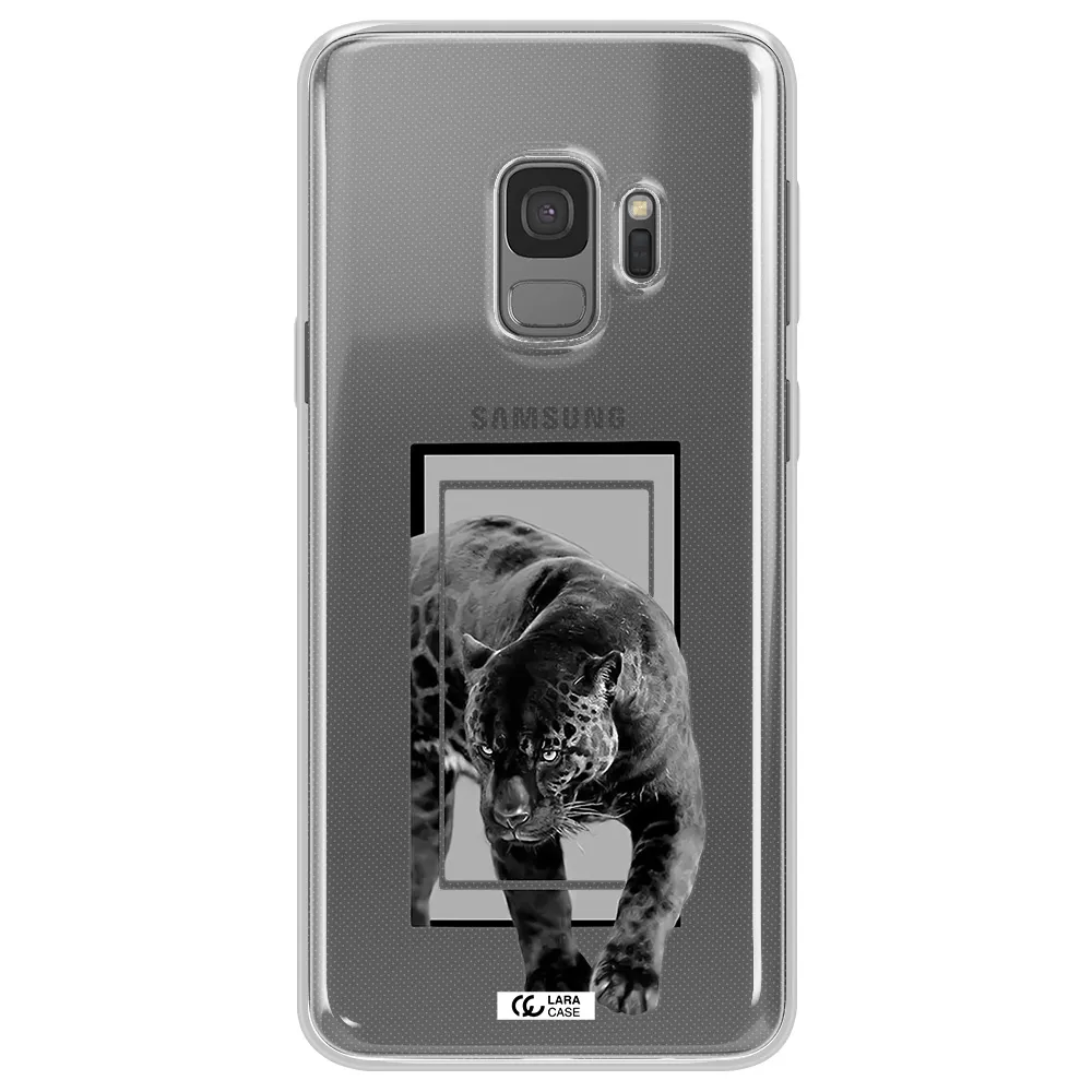 a black tiger with spots on its face Samsung S9 Clear TPU Case