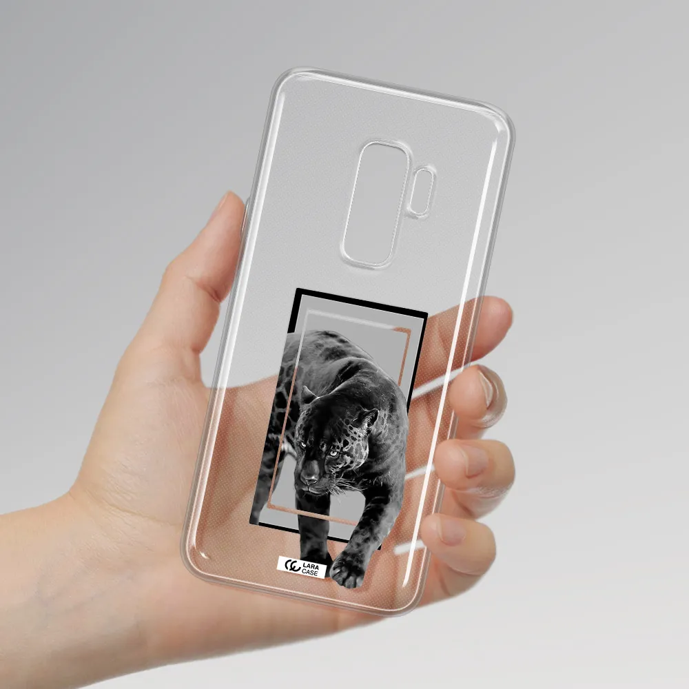 a black tiger with spots on its face Samsung S9 Plus Clear TPU Case