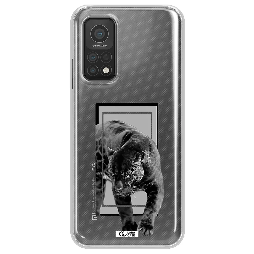 a black tiger with spots on its face Xiaomi Mi 10T Clear TPU Case