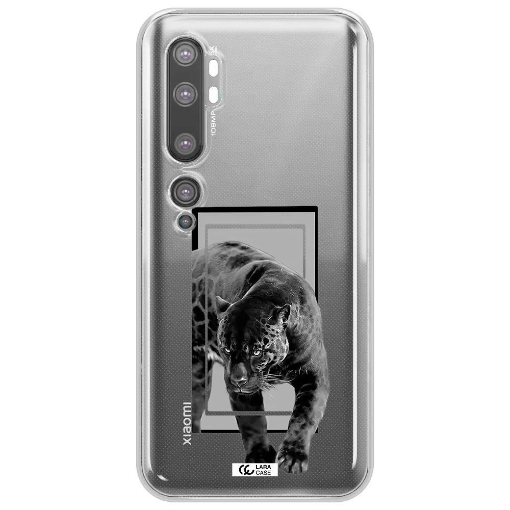 a black tiger with spots on its face Xiaomi Mi Note 10 Clear TPU Case
