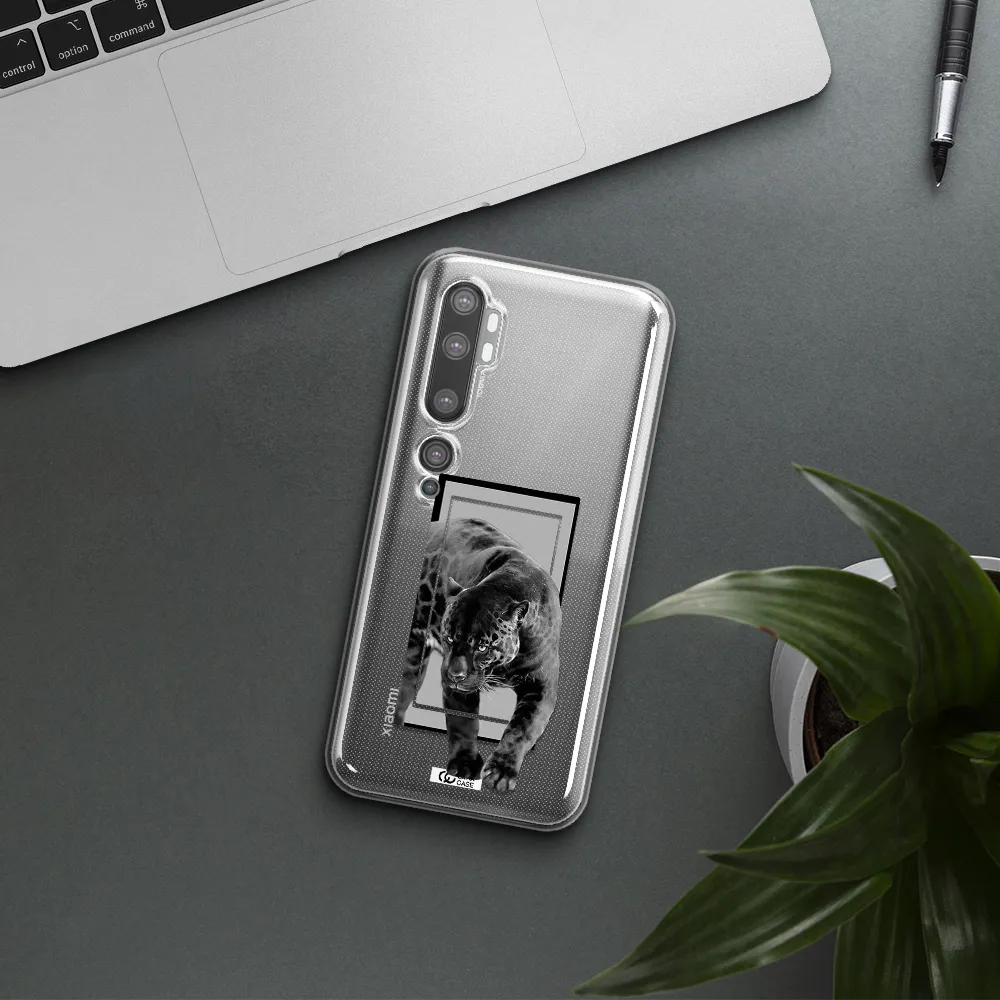 a black tiger with spots on its face Xiaomi Mi Note 10 Clear TPU Case