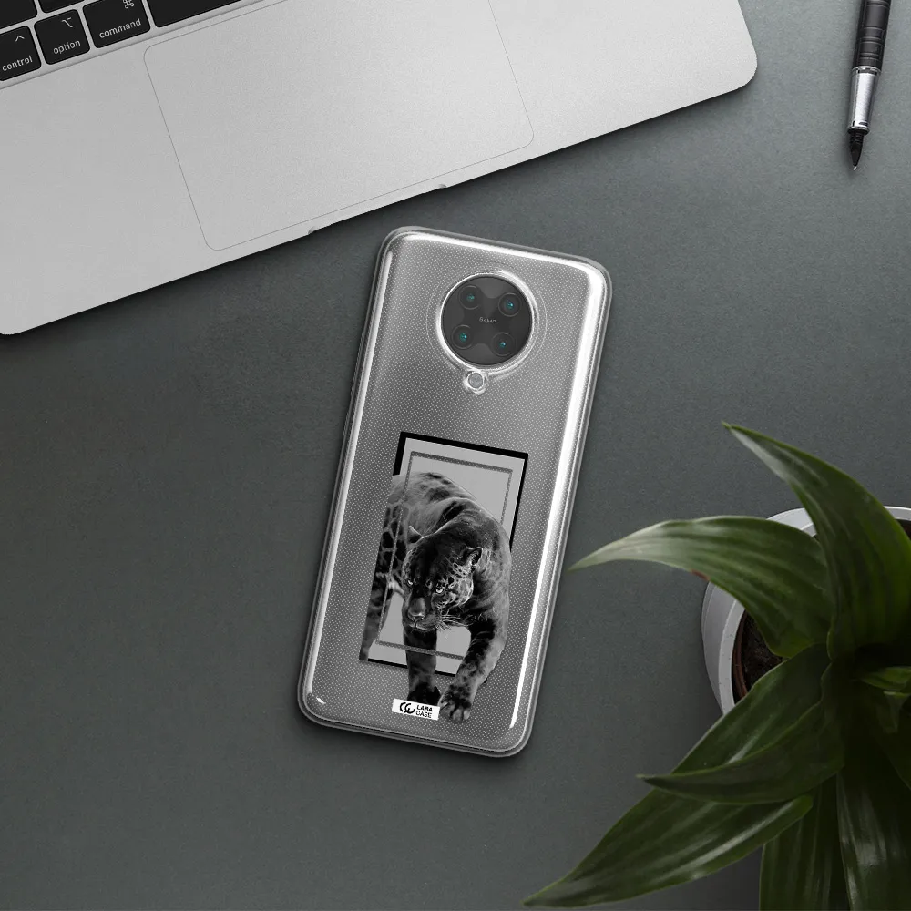 a black tiger with spots on its face Xiaomi Poco F2 Pro Clear TPU Case