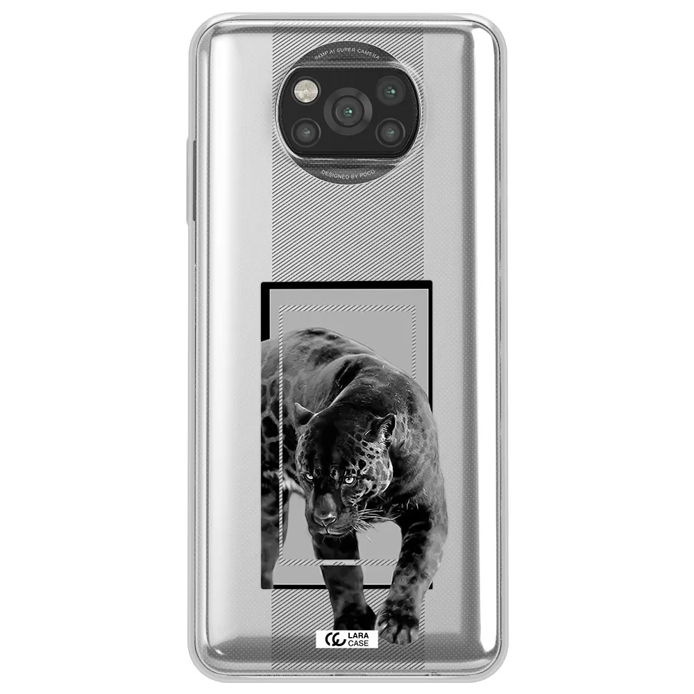a black tiger with spots on its face Xiaomi Poco X3 Clear TPU Case